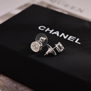 CHANEL Silver Medallion CC Mini Stud Earrings