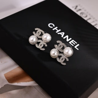 CHANEL Pearl Embrace CC Stud Earrings