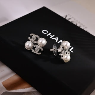 CHANEL Pearl Embrace CC Stud Earrings
