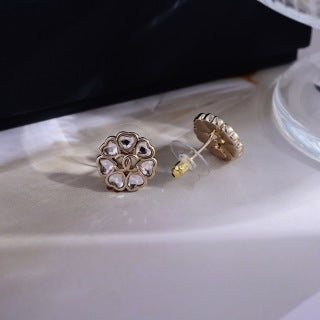 CHANEL Bloom Pearl Petal Stud Earrings