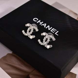 CHANEL Diamond Halo CC Stud Earrings