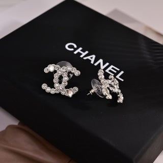CHANEL Diamond Halo CC Stud Earrings