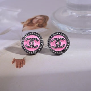CHANEL Rosé CC Medallion Stud Earrings