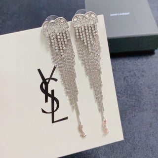 YSL Crystal Fringe Cascade Drop Earrings