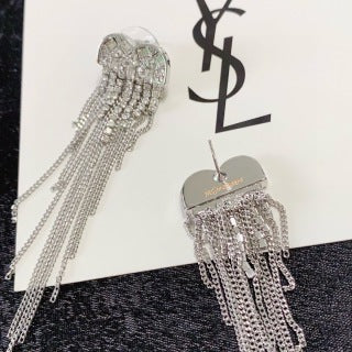 YSL Crystal Fringe Cascade Drop Earrings