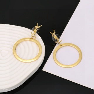 YSL Monogram Circle Hoop Drop Earrings