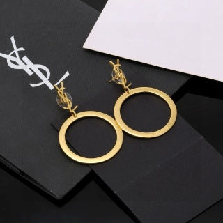 YSL Monogram Circle Hoop Drop Earrings