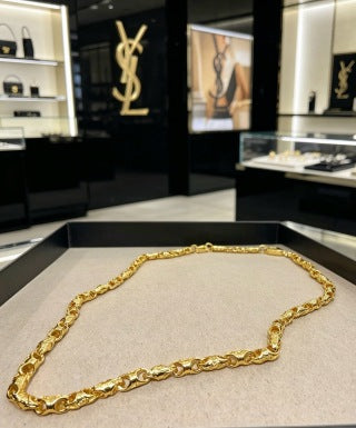 YSL Ornate Gold Chain Link Necklace