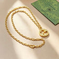 Gucci Circular Interlocking G Crystal Medallion Chain Necklace