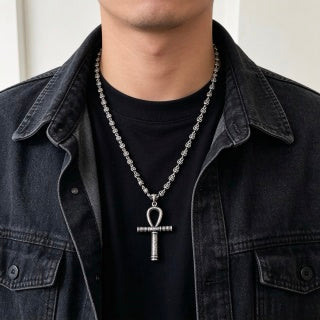 Gucci Interlocking G Cross Pendant Bead Chain Necklace