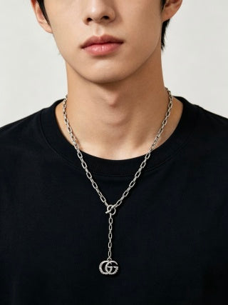 Gucci Interlocking G Medallion Long Chain Lariat Necklace