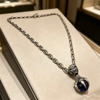 Gucci Interlocking G Chain Necklace with Crystal Drop Pendant