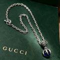 Gucci Interlocking G Chain Necklace with Crystal Drop Pendant