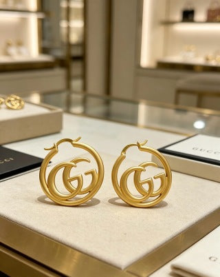 Gucci Interlocking G Circle Logo Drop Earrings
