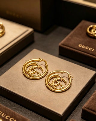 Gucci Interlocking G Circle Logo Drop Earrings