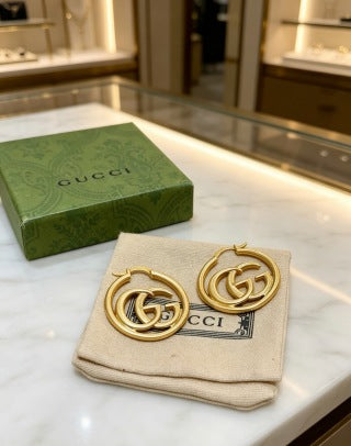 Gucci Interlocking G Circle Logo Drop Earrings
