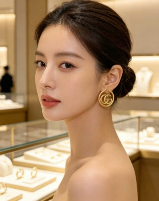 Gucci Interlocking G Circle Logo Drop Earrings