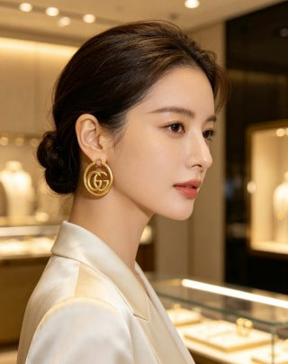 Gucci Interlocking G Circle Logo Drop Earrings