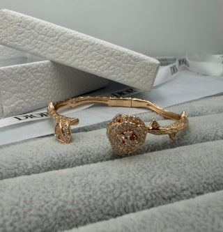 Dior Rose Crystal CD Open Bangle Bracelet