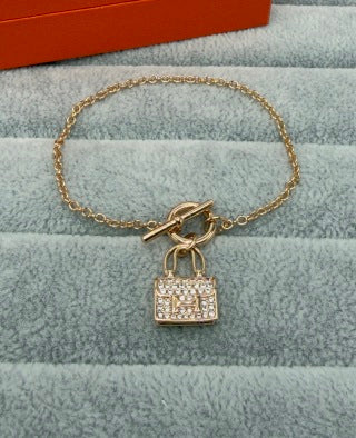 Hermès Kelly Lock Pavé Charm Bracelet