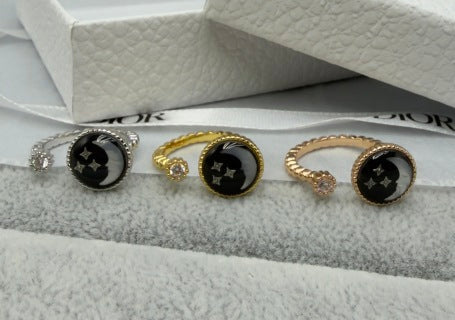 Dior Oblique Medallion Crystal Ring