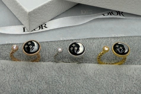 Dior Oblique Medallion Crystal Ring