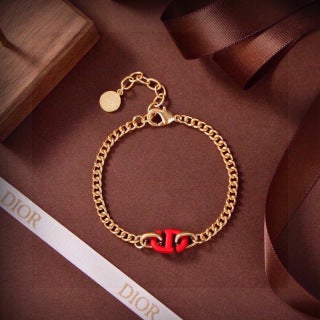 Dior Red Accent Chain Link Bracelet