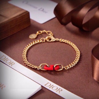 Dior Red Accent Chain Link Bracelet