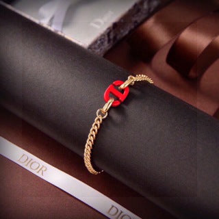 Dior Red Accent Chain Link Bracelet