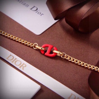 Dior Red Accent Chain Link Bracelet