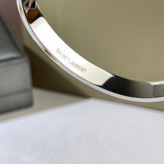 YSL Crystal Monogram Edge Cuff Bracelet