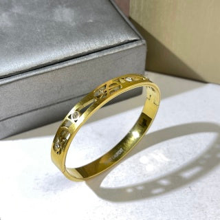 YSL Crystal Monogram Edge Cuff Bracelet