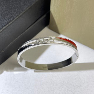 YSL Silver Crystal Line Cuff Bracelet