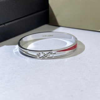 YSL Silver Crystal Line Cuff Bracelet