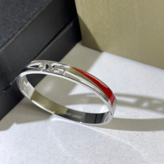 YSL Silver Crystal Line Cuff Bracelet