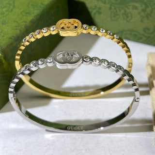 Gucci Interlocking G Beaded Edge Medallion Cuff Bracelet