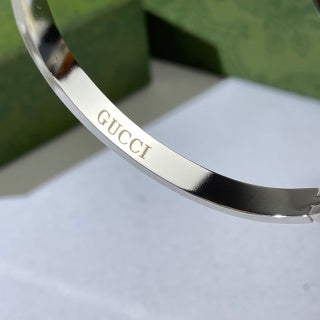 Gucci Interlocking G Pavé Line Open Cuff Bangle Bracelet