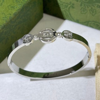Gucci Triple Interlocking G Crystal Link Cuff Bracelet