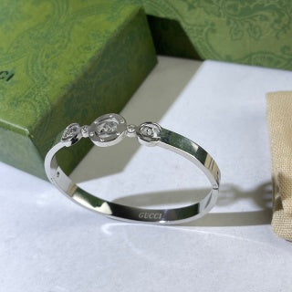 Gucci Triple Interlocking G Crystal Link Cuff Bracelet