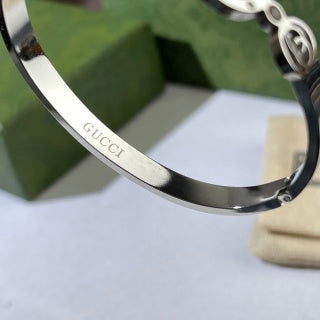 Gucci Triple Interlocking G Crystal Link Cuff Bracelet