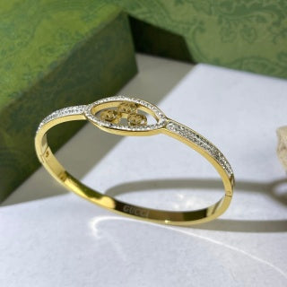 Gucci Oval Interlocking G Pavé Halo Crystal Cuff Bracelet