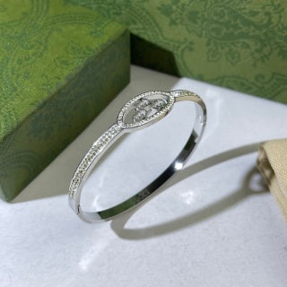 Gucci Oval Interlocking G Pavé Halo Crystal Cuff Bracelet