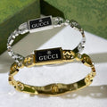Gucci Rectangular Logo Plaque Interlocking G Link Chain Bracelet