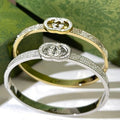 Gucci GG Pavé Oval Medallion Cuff Bracelet
