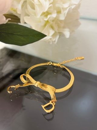 Dior Bow CD Letter Gold Chain Bracelet
