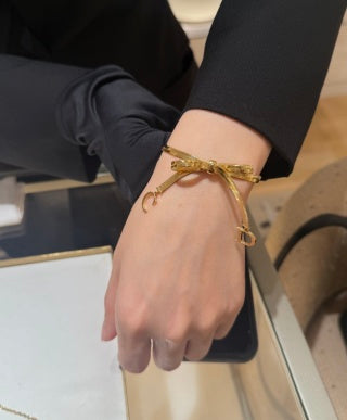 Dior Bow CD Letter Gold Chain Bracelet