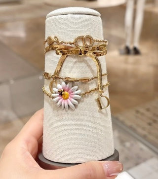 Dior Bow CD Letter Gold Chain Bracelet