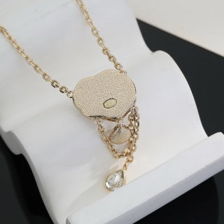 CHANEL Pearl Frame Emblem Pendant Necklace