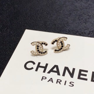 CHANEL Crystal Curve CC Stud Earrings