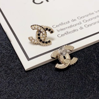 CHANEL Crystal Curve CC Stud Earrings